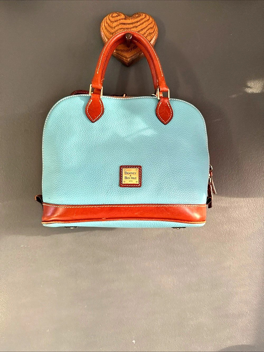 Dooney & Bourke Pebble Grain Domed Satchel Blue & Brown